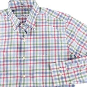Peter Millar Mens Small Button Down Shirt Multicolor Tattersall Check Stretch